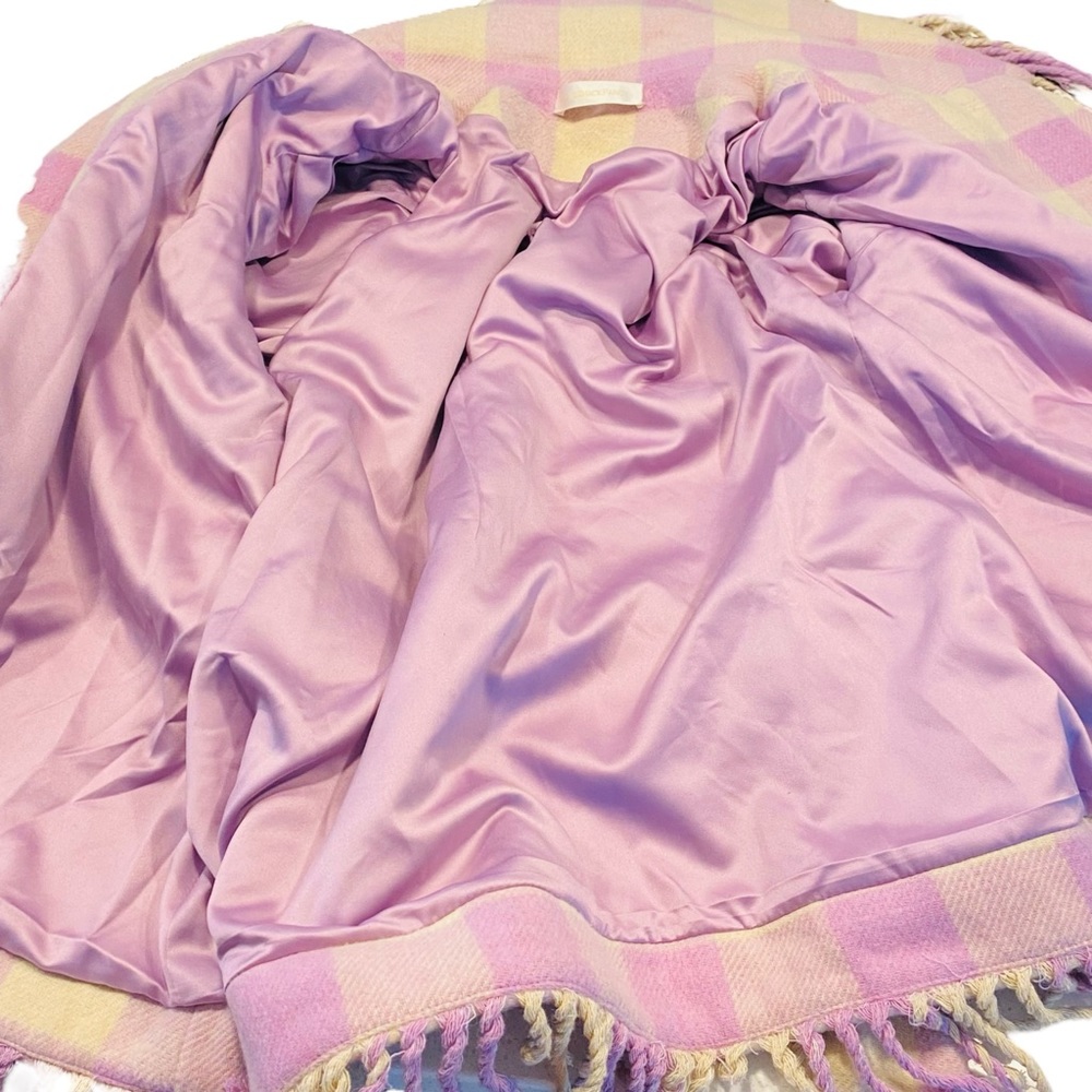 LoveShackFancy NEW Dumont Lilac Plaid Lace Fringe Wool Puff Sleeve Jacket Size S - Picture 7 of 8